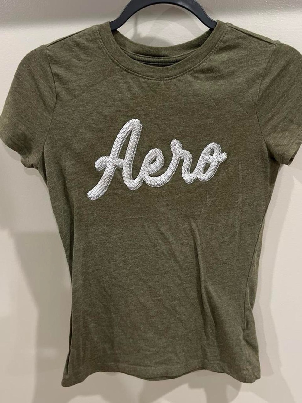 Aero Olive Green Script Logo Tee